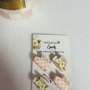 MacKenzie-Childs Pink and White Floral Hair Clips